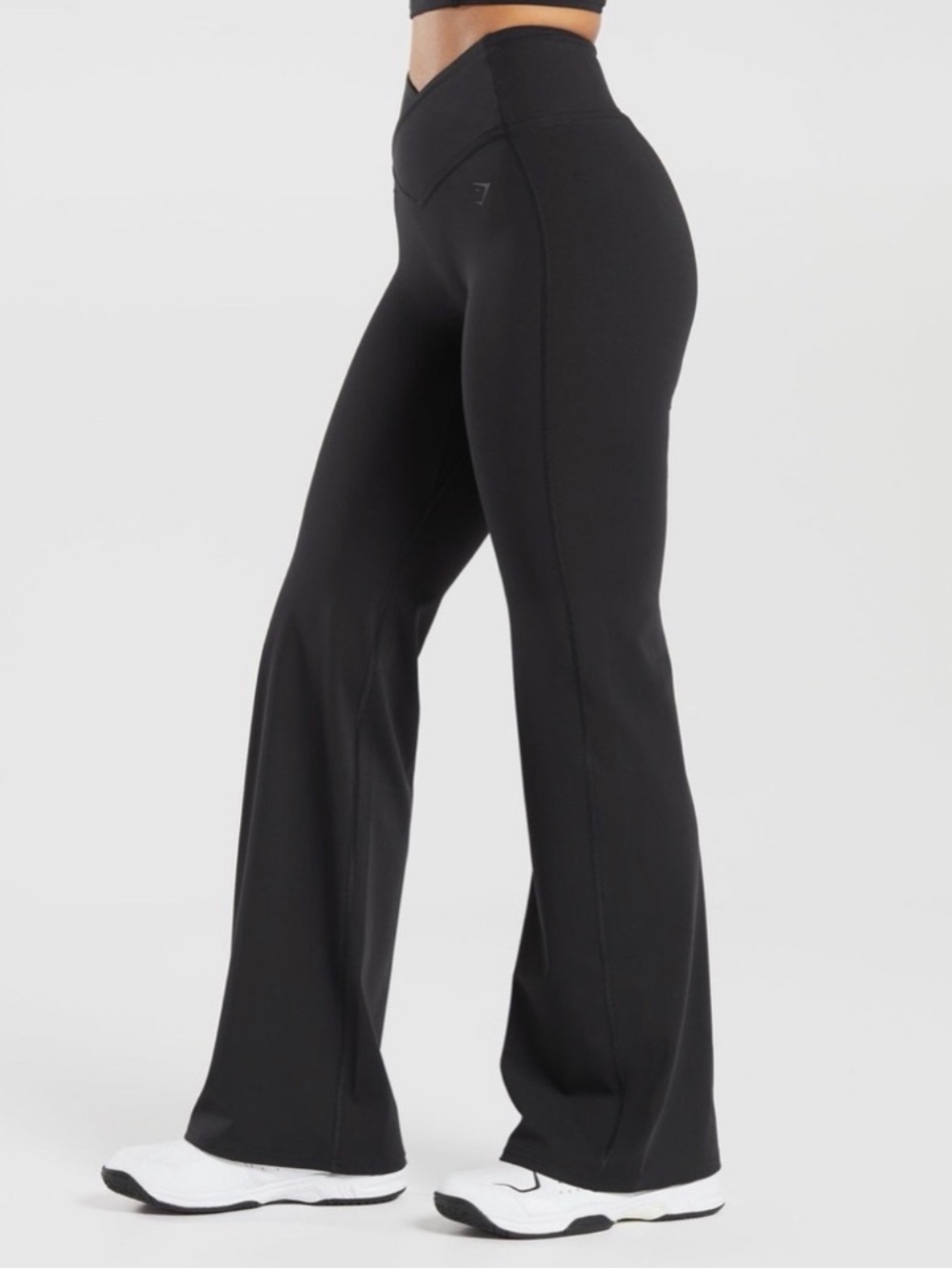 Gymshark black crossover high waisted flared leggings size small